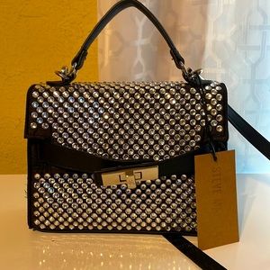 NWT Steve Madden Bdignity black rhinestone satchel crossbody